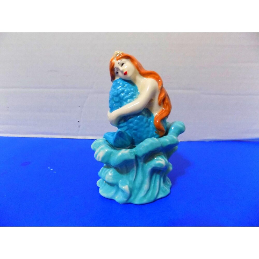 Little Mermaid Sitting On Wave Stoneware Salt & Pepper Shaker Set